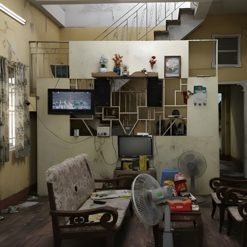 Khong gian chat hep bo tri lon